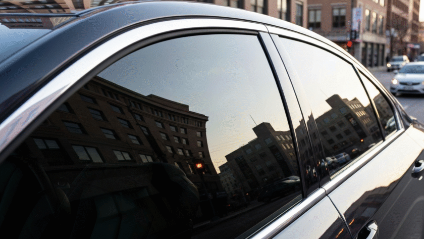Professional window tinting on luxury car in Ontario Canada