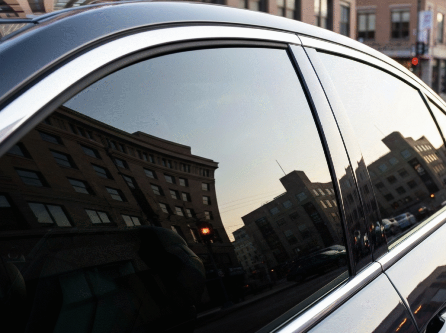 Professional window tinting on luxury car in Ontario Canada