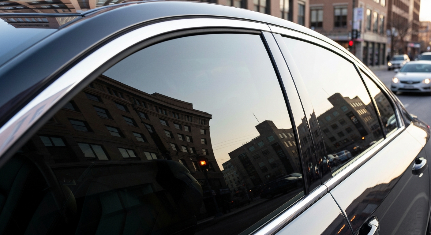 Professional window tinting on luxury car in Ontario Canada